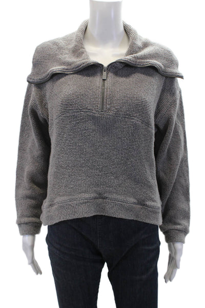 Sweaty Betty Womens Half Zipper Turtleneck Sweater Gray Cotton Size 6