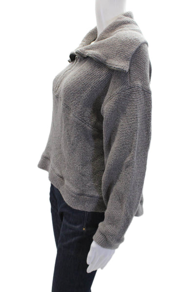Sweaty Betty Womens Half Zipper Turtleneck Sweater Gray Cotton Size 6