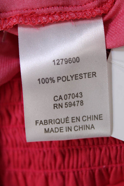 Rachel Roy Womens Textured Long Sleeve V-neck Crop Blouse Pink Size XS