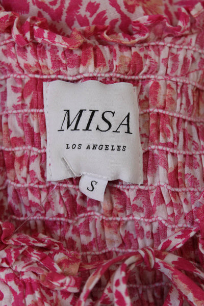 Misa Womens Cotton V-neck Sleeveless Pattern Tank Blouse Pink Size S