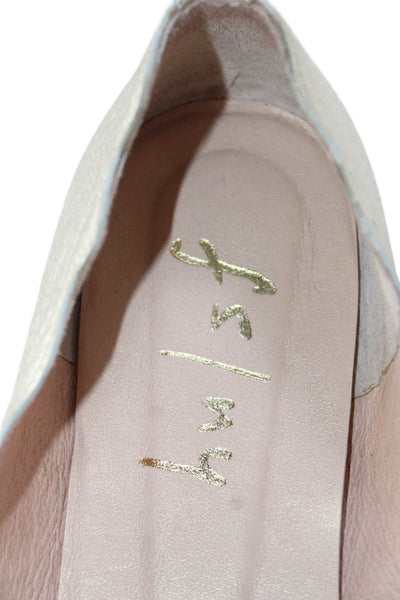 FS/NY Womens Slip On Metallic Scalloped Ballet Flats Gold Leather Size 7.5