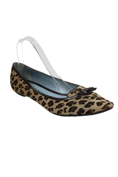 Lambertson Truex Womens Leopard Printed Pony Hair Ballet Flats Brown Size 38