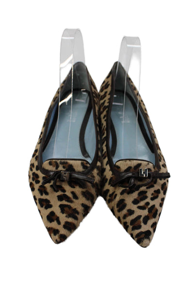 Lambertson Truex Womens Leopard Printed Pony Hair Ballet Flats Brown Size 38