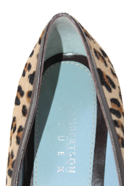 Lambertson Truex Womens Leopard Printed Pony Hair Ballet Flats Brown Size 38