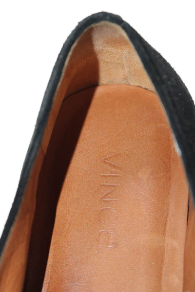 Vince Womens Slip On Round Toe Sneakers Black White Suede Size 8M
