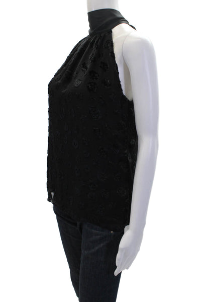 Ramy Brook Womens Velvet Floral Print Sleeveless Tank Top Black Size Small
