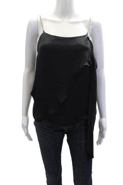 Ramy Brook Womens Chain Link Straps Sleeveless Tank Top Black Size Small