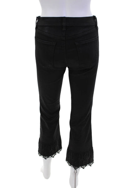 J Brand Womens Lace Trim Zip Up High Rise Selena Jeans Black Out Size 27