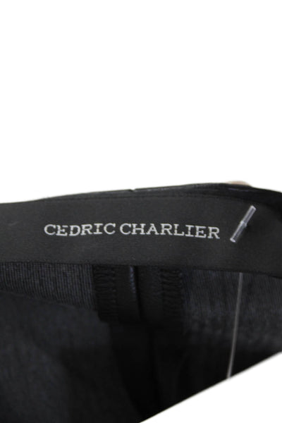 Cedric Charlier Women's Sleeveless Full Zip Faux Leather Blouse Black Size S