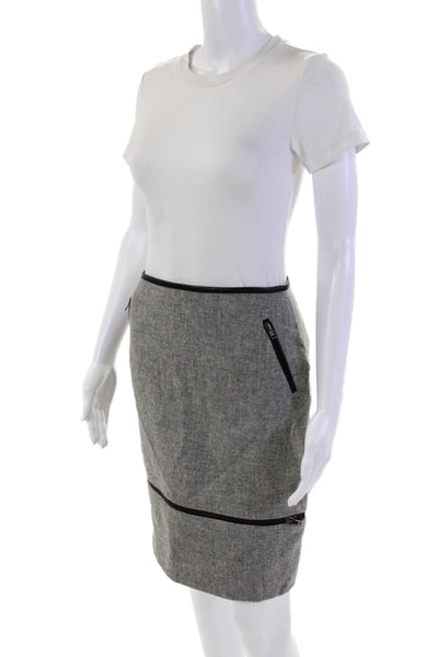 Band Of Outsiders Women's Leather Trim Lined A-Line Mini Skirt Gray Size 1