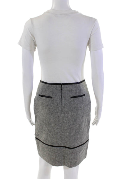 Band Of Outsiders Women's Leather Trim Lined A-Line Mini Skirt Gray Size 1