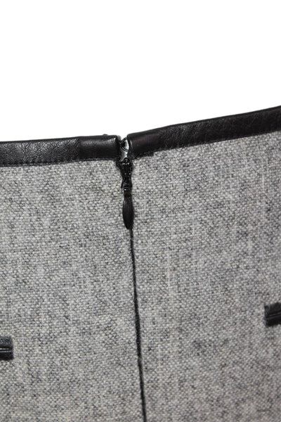Band Of Outsiders Women's Leather Trim Lined A-Line Mini Skirt Gray Size 1