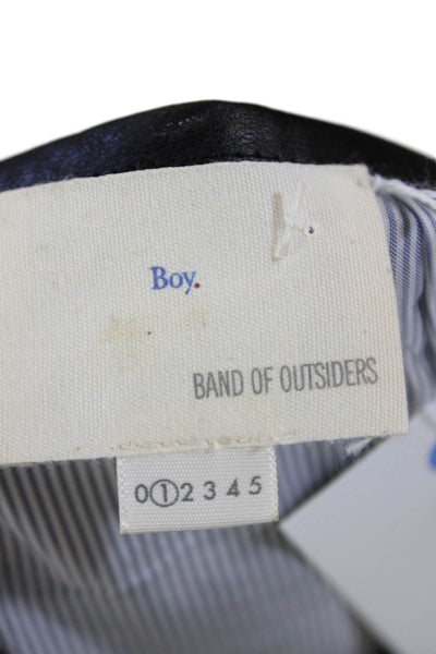 Band Of Outsiders Women's Leather Trim Lined A-Line Mini Skirt Gray Size 1