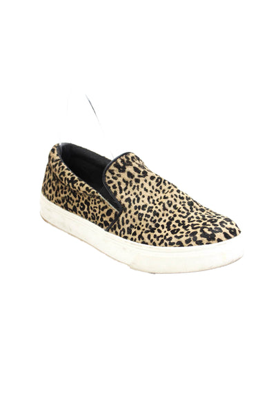 Steve Madden Womens Slip On Leopard Spotted Pony Hair Sneakers Brown Size 6