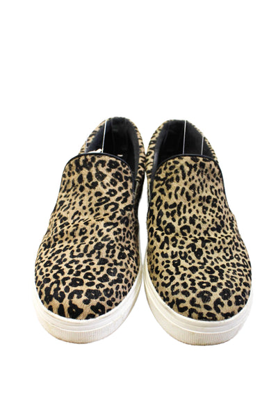 Steve Madden Womens Slip On Leopard Spotted Pony Hair Sneakers Brown Size 6