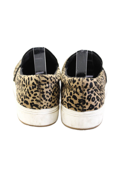 Steve Madden Womens Slip On Leopard Spotted Pony Hair Sneakers Brown Size 6