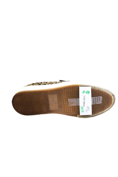Steve Madden Womens Slip On Leopard Spotted Pony Hair Sneakers Brown Size 6
