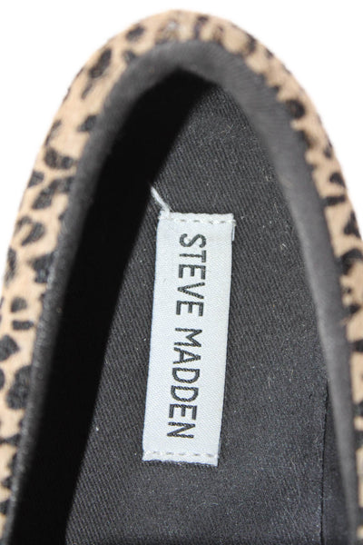 Steve Madden Womens Slip On Leopard Spotted Pony Hair Sneakers Brown Size 6