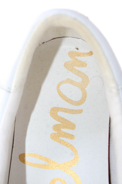 Sam Edelman Womens Lace Up Round Toe Low Top Sneakers White Leather Size 7