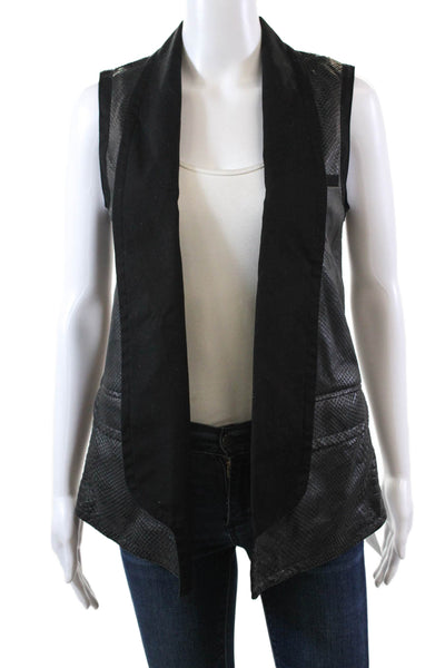 Yigal Azrouel Womens Leather Snakeskin Print Vest Jacket Jet Black Size 2