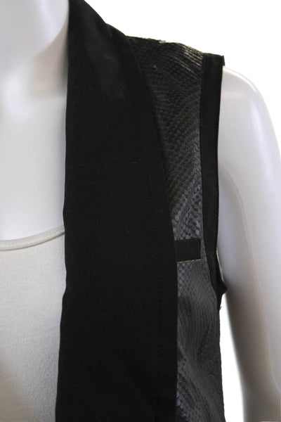 Yigal Azrouel Womens Leather Snakeskin Print Vest Jacket Jet Black Size 2