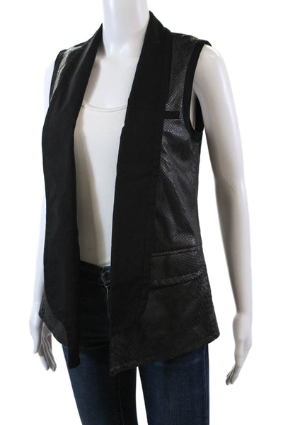 Yigal Azrouel Womens Leather Snakeskin Print Vest Jacket Jet Black Size 2