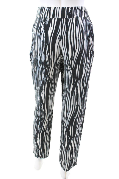 Rachel Zoe Womens Textured Zip Straight Leg Animal Printed Casual Pants White Si