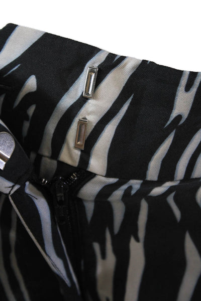 Rachel Zoe Womens Textured Zip Straight Leg Animal Printed Casual Pants White Si