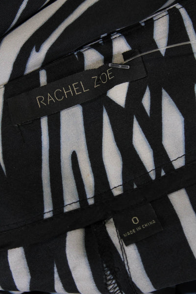 Rachel Zoe Womens Textured Zip Straight Leg Animal Printed Casual Pants White Si