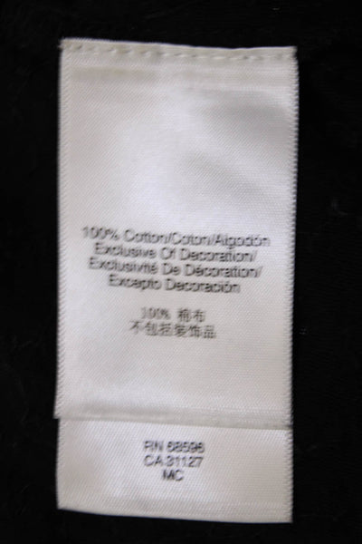 DKNY Womens Textured Scoop Neck Sleeveless Sequence Tank Top Black Size M
