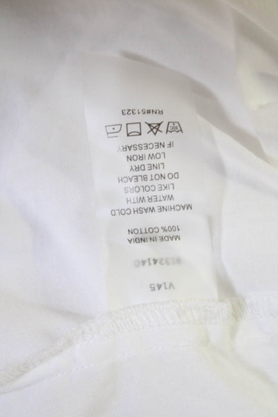 Vince Camuto Womens Cotton Buttoned Round Neck Puff Sleeve Blouse White Size XS