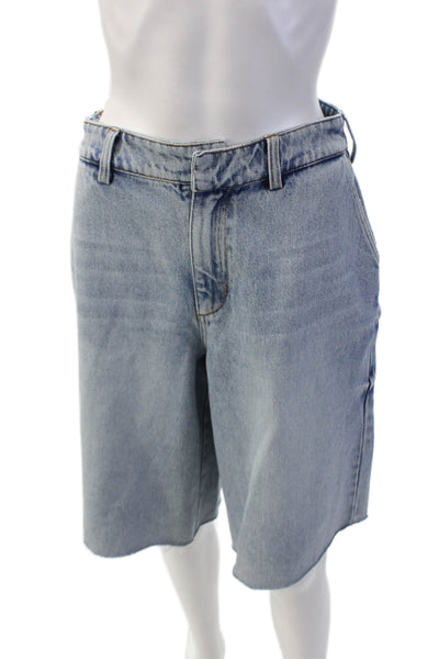 Ser.O.Ya Womens Zipper Fly Raw Hem Wide Leg Denim Trelles Shorts Blue Size 25