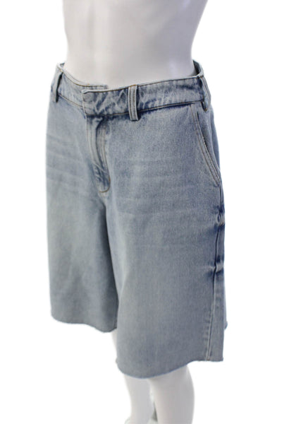 Ser.O.Ya Womens Zipper Fly Raw Hem Wide Leg Denim Trelles Shorts Blue Size 25