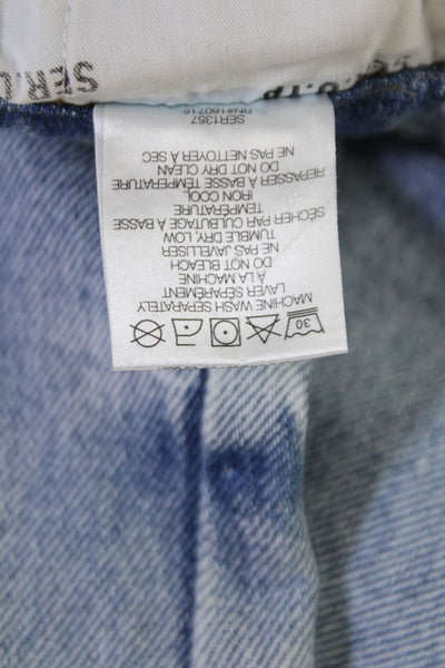 Ser.O.Ya Womens Zipper Fly Raw Hem Wide Leg Denim Trelles Shorts Blue Size 25
