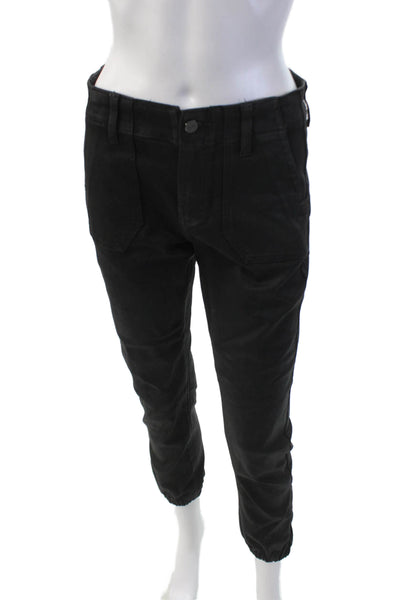 Paige Womens Mayslie Zippered Gathered Ankle Detail Skinny Jeans Black Size 26