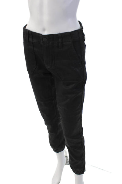 Paige Womens Mayslie Zippered Gathered Ankle Detail Skinny Jeans Black Size 26