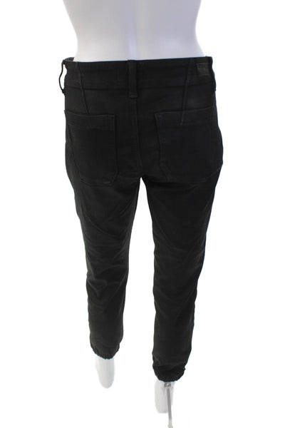 Paige Womens Mayslie Zippered Gathered Ankle Detail Skinny Jeans Black Size 26