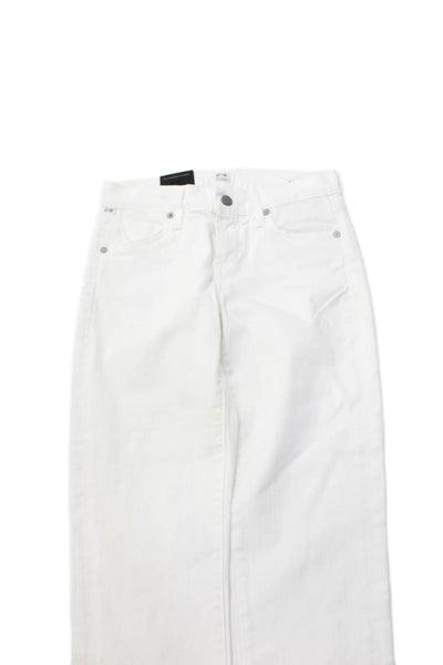Citizens of Humanity Womens Cropped Straight Leg Jeans White Cotton Size 24