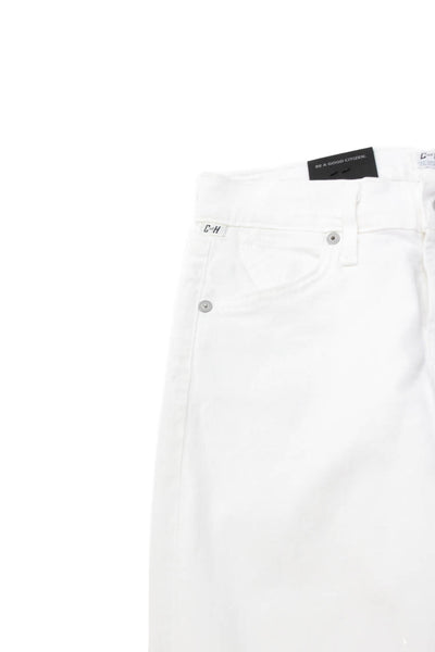 Citizens of Humanity Womens Cropped Straight Leg Jeans White Cotton Size 24