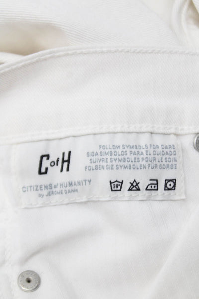 Citizens of Humanity Womens Cropped Straight Leg Jeans White Cotton Size 24