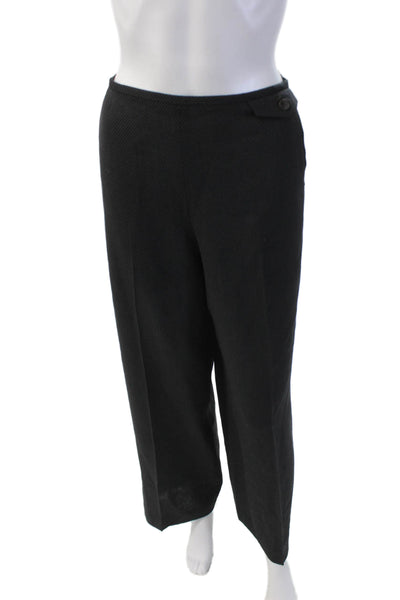 Giorgio Armani Le Collezioni Womens Striped Wide Leg Pants Black Wool Size 12