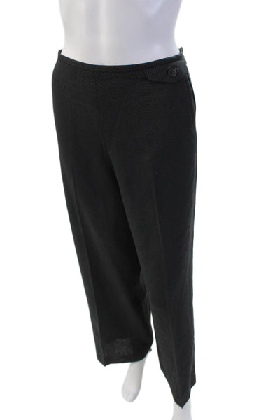 Giorgio Armani Le Collezioni Womens Striped Wide Leg Pants Black Wool Size 12