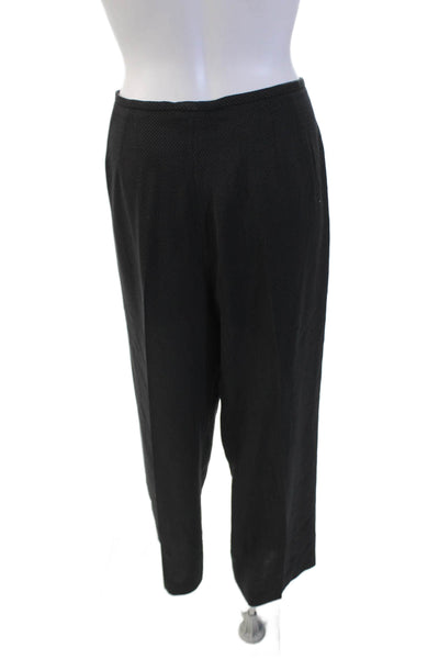 Giorgio Armani Le Collezioni Womens Striped Wide Leg Pants Black Wool Size 12