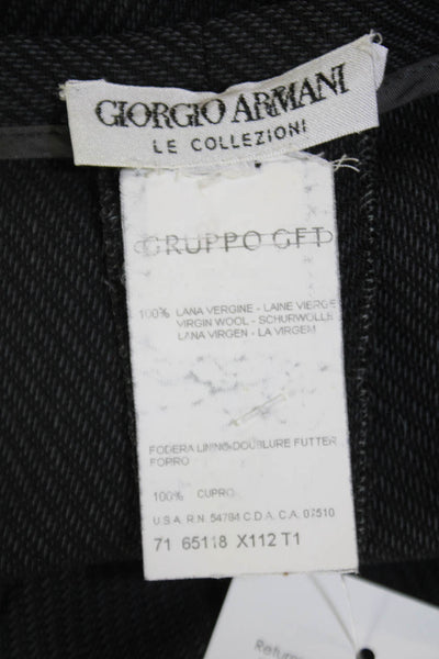 Giorgio Armani Le Collezioni Womens Striped Wide Leg Pants Black Wool Size 12