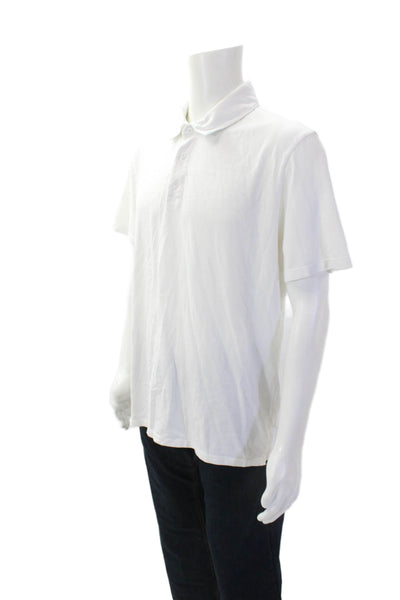 Vince Mens Cotton Collared Short Sleeve Pullover Polo Shirt White Size L