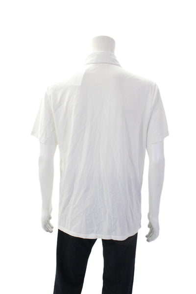 Vince Mens Cotton Collared Short Sleeve Pullover Polo Shirt White Size L