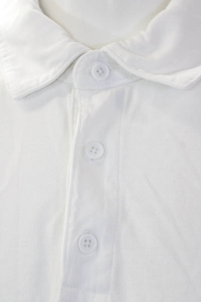 Vince Mens Cotton Collared Short Sleeve Pullover Polo Shirt White Size L