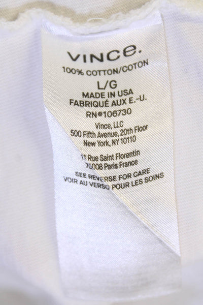 Vince Mens Cotton Collared Short Sleeve Pullover Polo Shirt White Size L