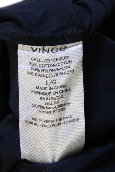 Vince Mens Cotton Blend Collared Long Sleeve Button Up Shirt Navy Size L
