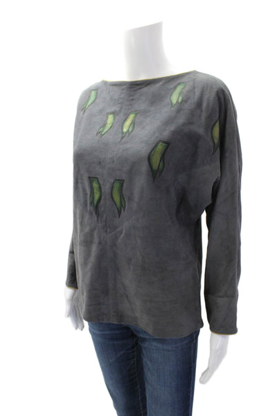 Polly Edwards For Tenderness Womens Scoop Neck Long Sleeve Top Gray Size 06
